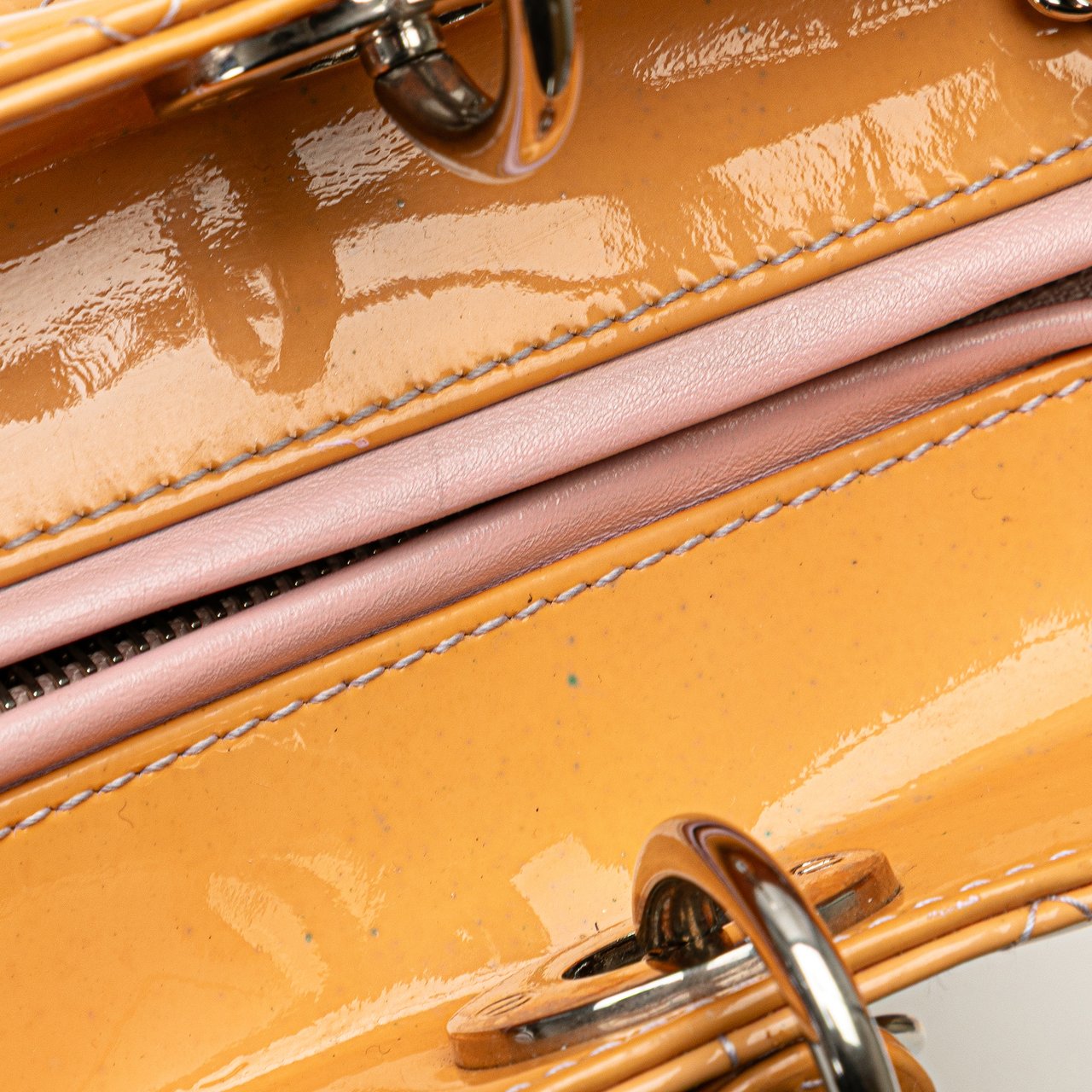 Dior Large Patent Cannage Lady Dior Bruin