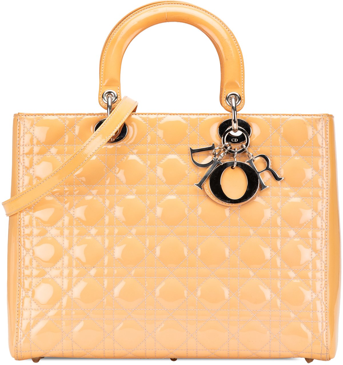 Dior Large Patent Cannage Lady Dior Bruin