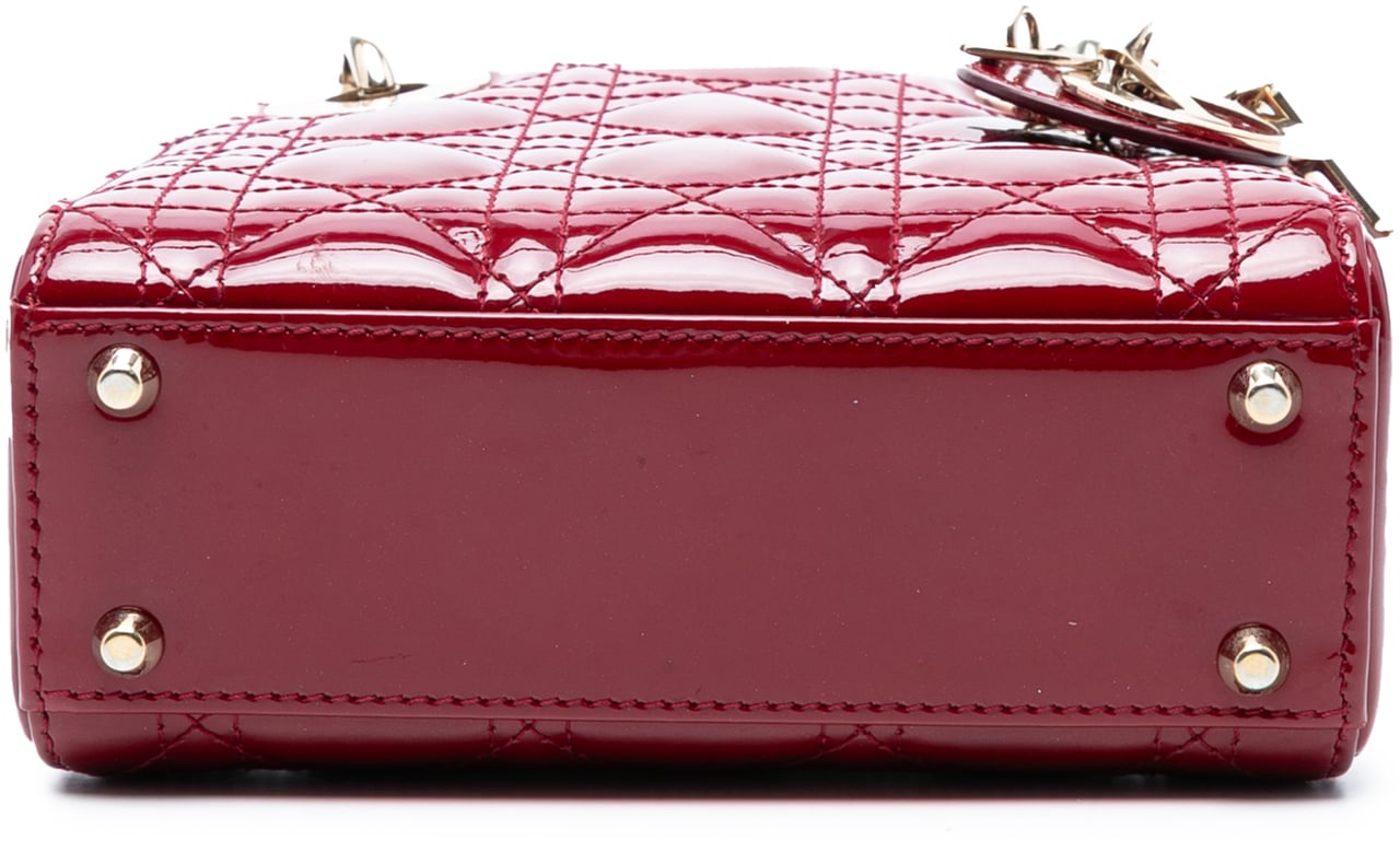 Dior Mini Patent Cannage Lady Dior Rood
