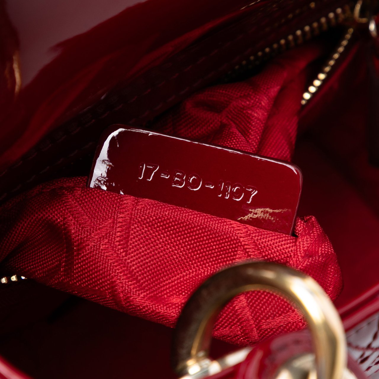 Dior Mini Patent Cannage Lady Dior Rood