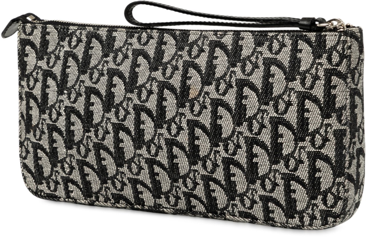 Dior Diorissimo Trotter Canvas Wristlet Clutch Blauw