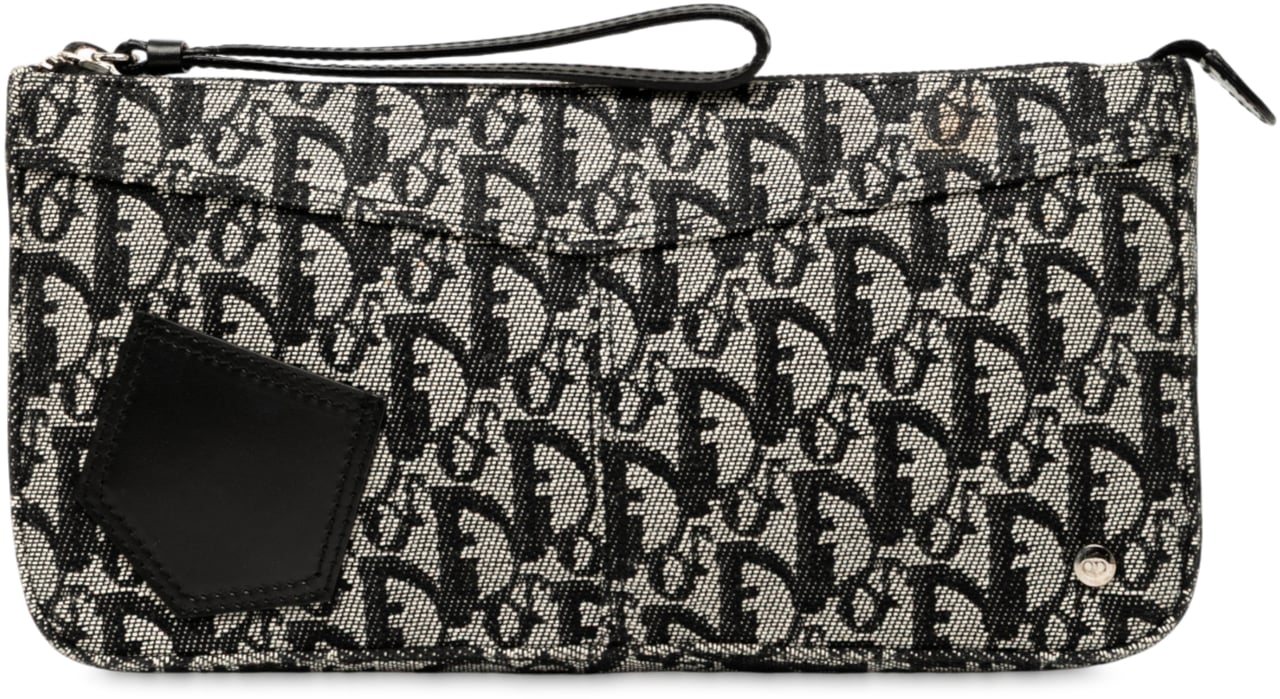 Dior Diorissimo Trotter Canvas Wristlet Clutch Blauw
