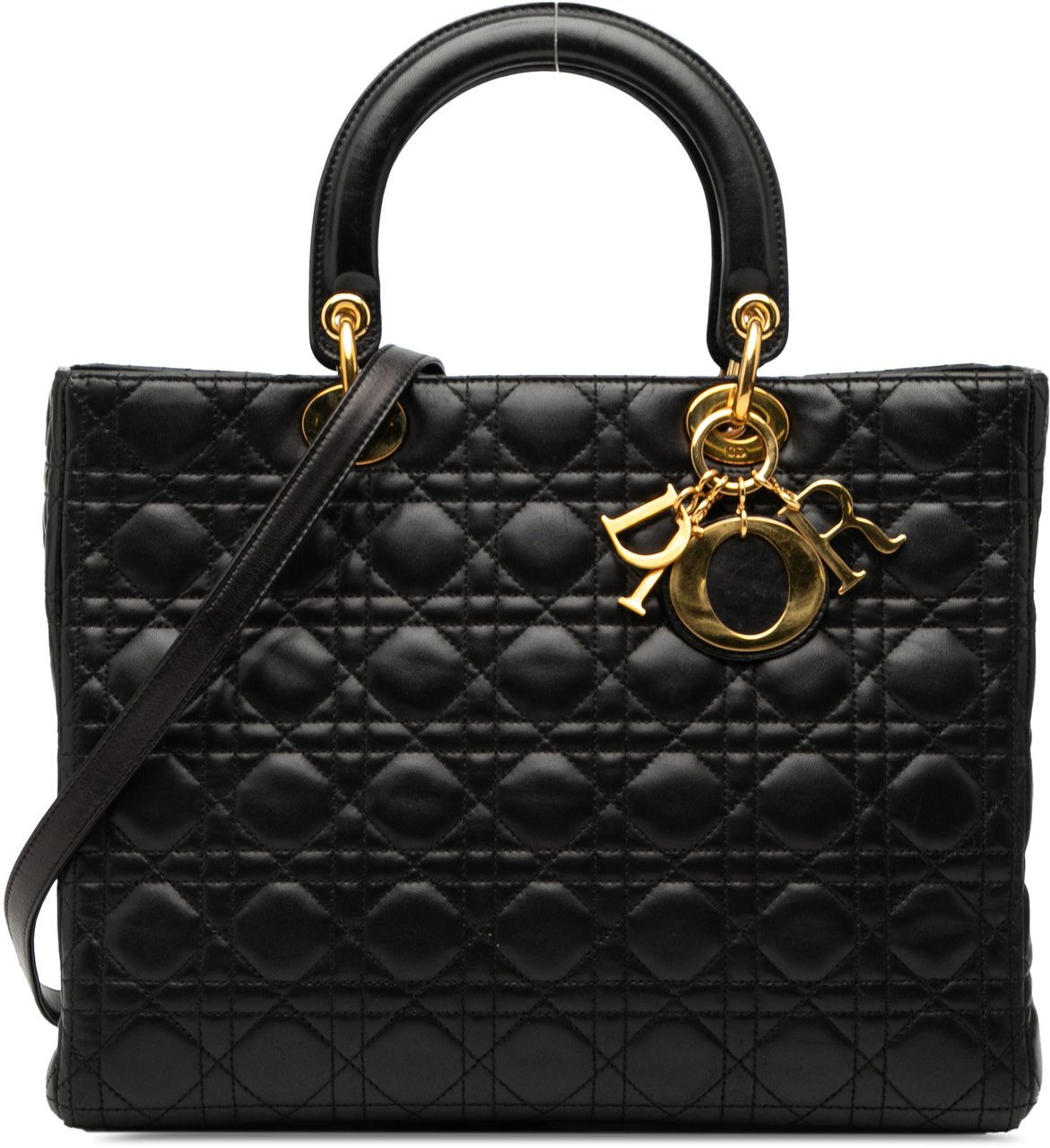 Dior Large Lambskin Cannage Lady Dior Zwart
