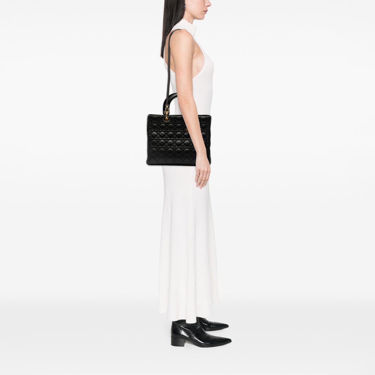 Dior Large Lambskin Cannage Lady Dior Zwart