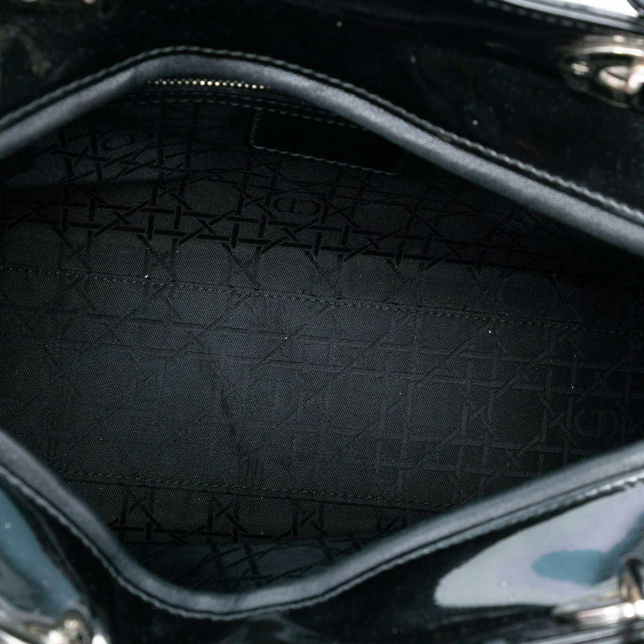 Dior Large Patent Cannage Lady Dior Zwart