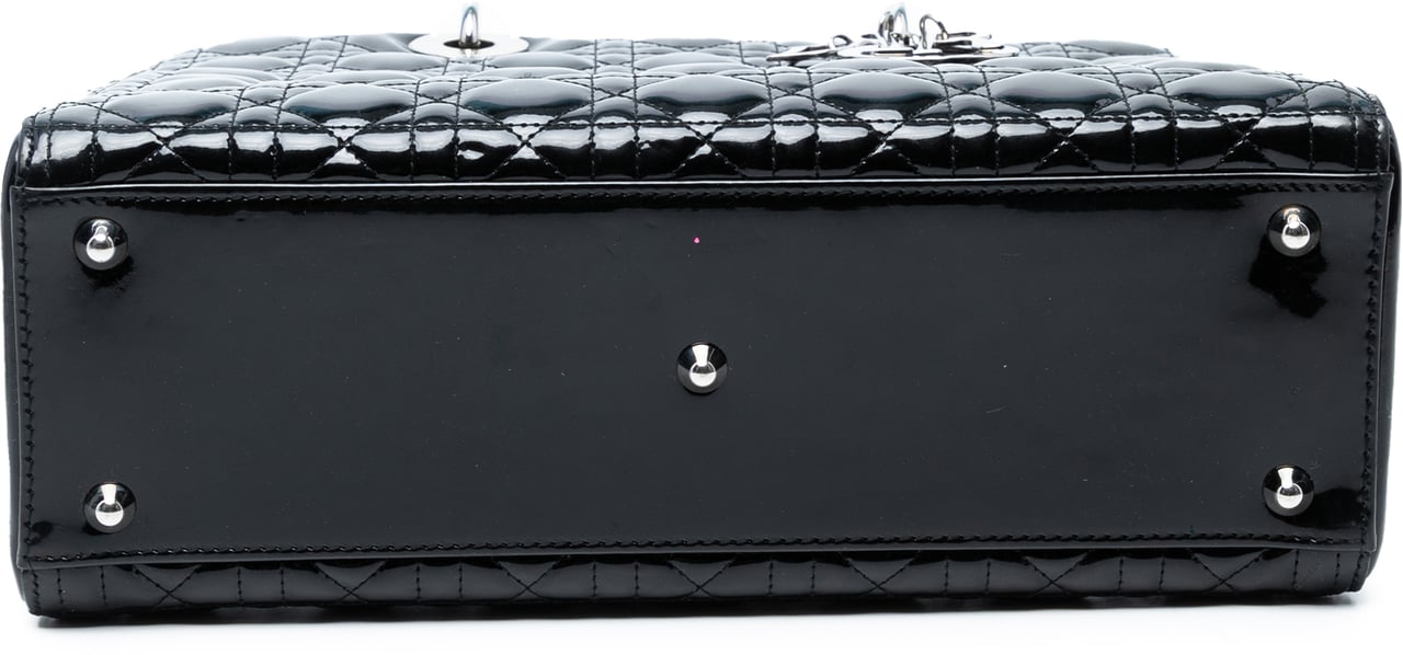 Dior Large Patent Cannage Lady Dior Zwart
