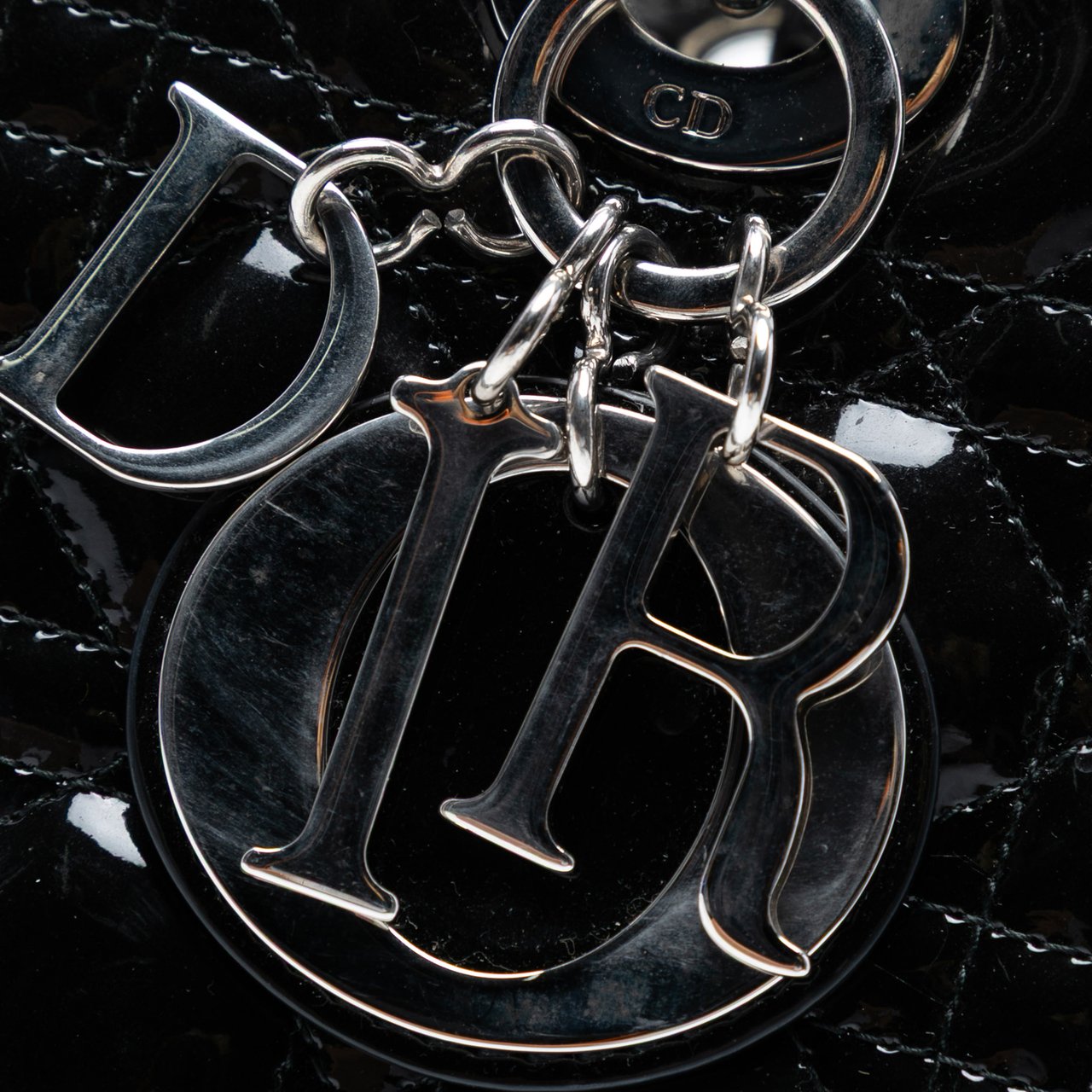 Dior Large Patent Cannage Lady Dior Zwart