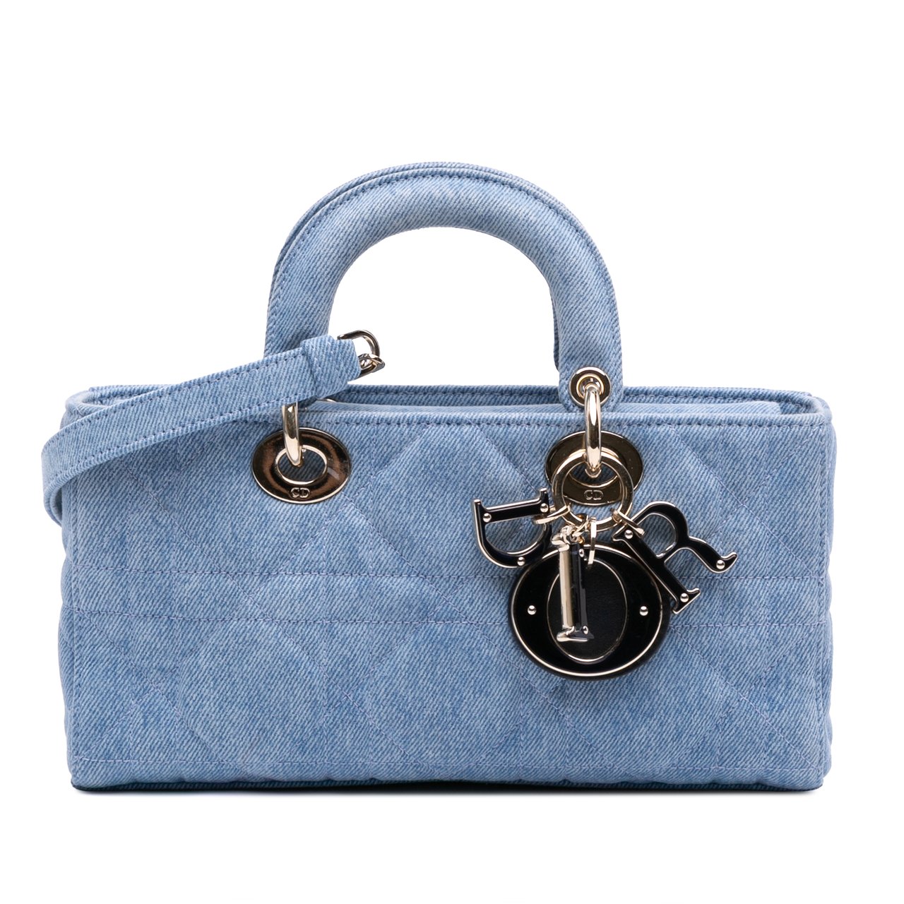 Dior Medium Denim Macrocannage Lady D Joy Satchel Blauw