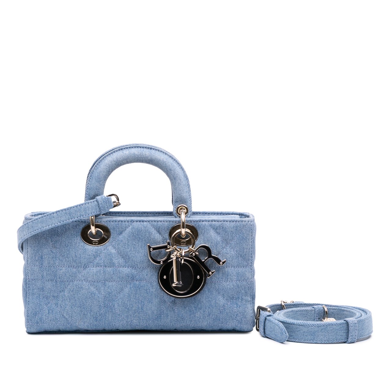 Dior Medium Denim Macrocannage Lady D Joy Satchel Blauw