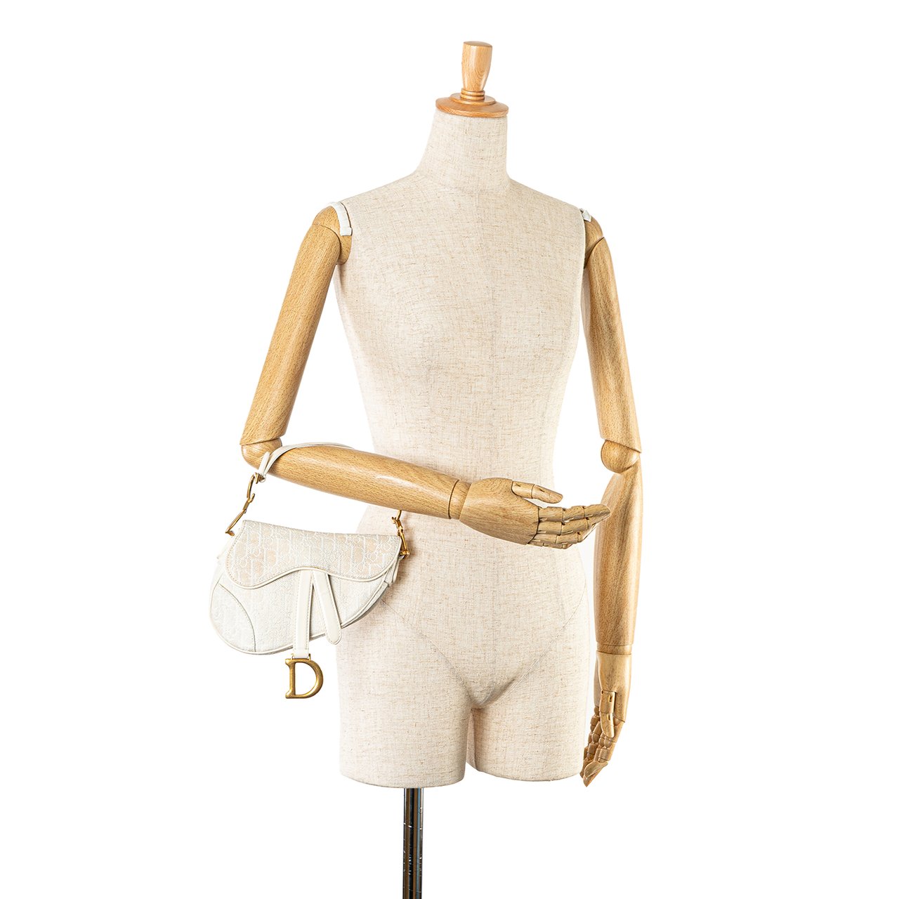 Dior Mini Oblique Canvas Saddle Bag Wit