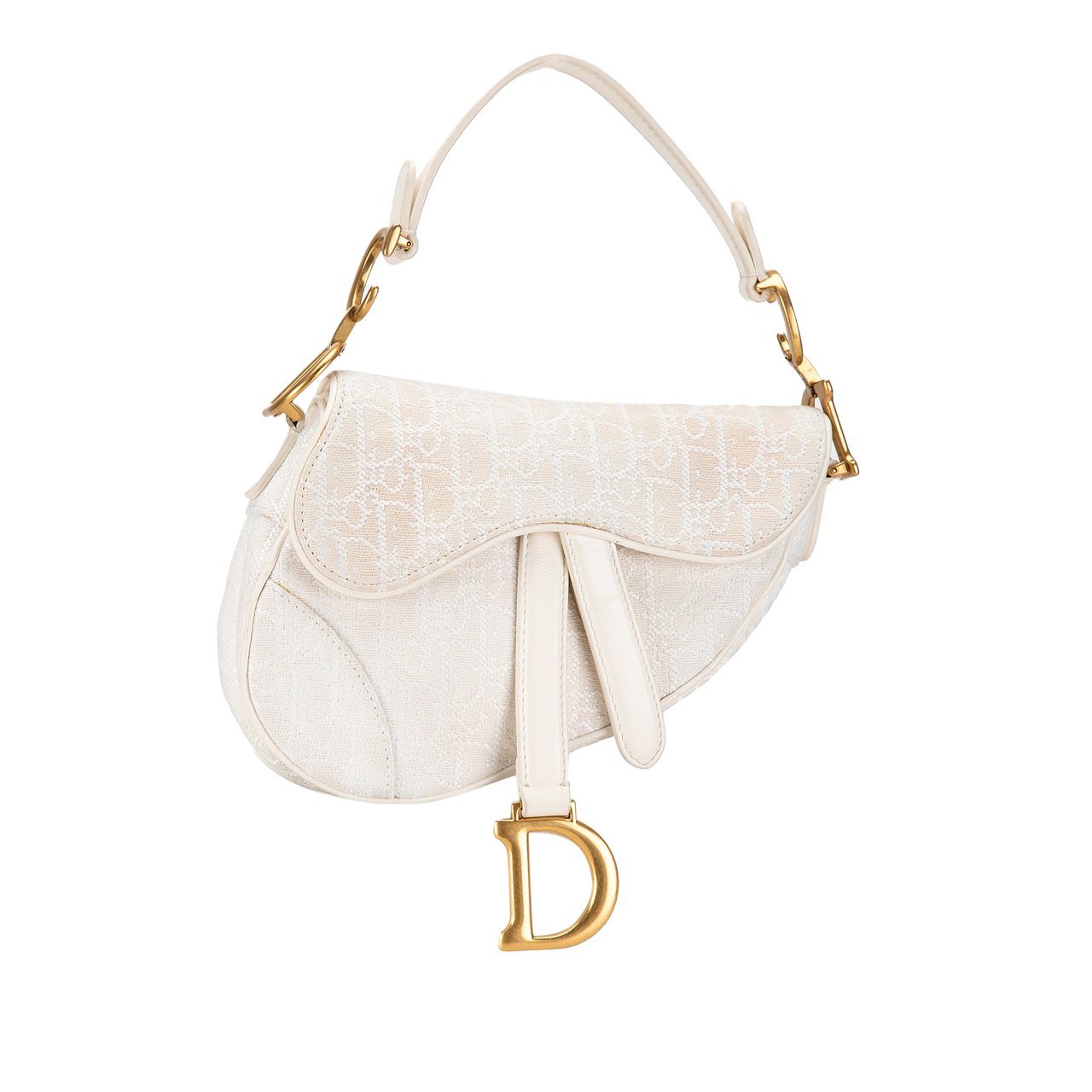 Dior Mini Oblique Canvas Saddle Bag Wit