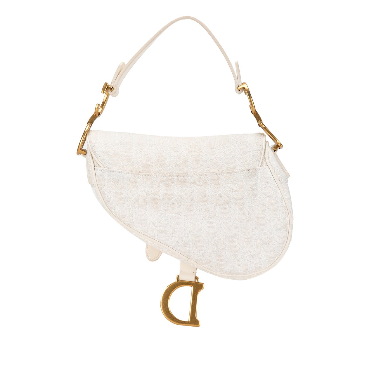 Dior Mini Oblique Canvas Saddle Bag Wit