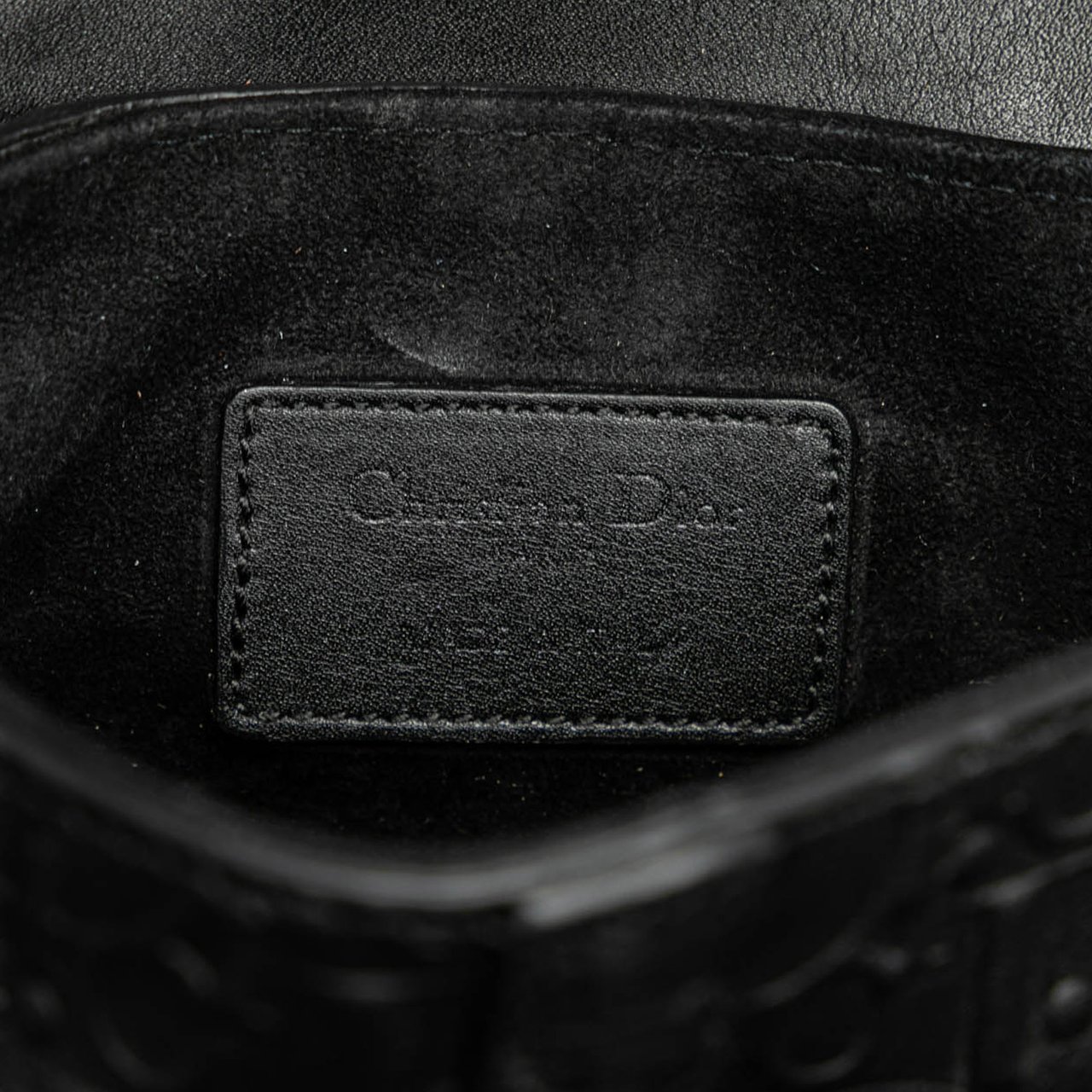 Dior Mini Oblique Embossed Calfskin Saddle Bag Zwart