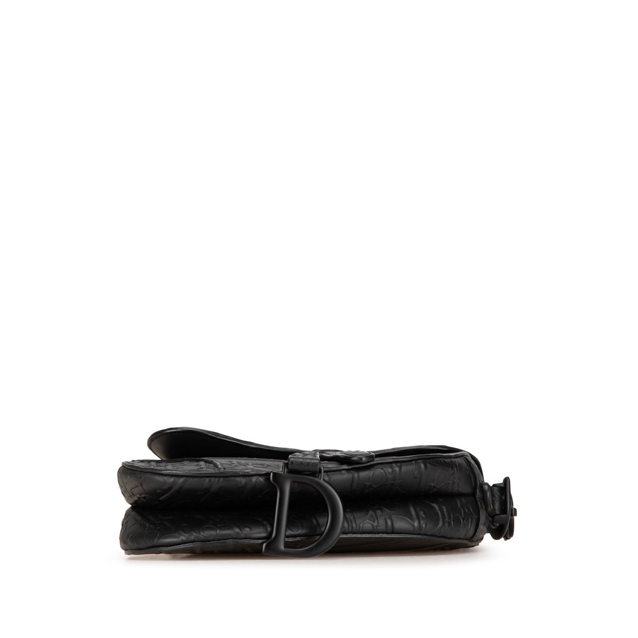 Dior Mini Oblique Embossed Calfskin Saddle Bag Zwart