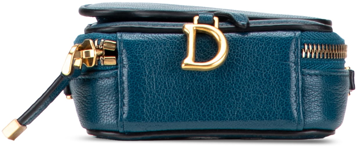 Dior Mini Goatskin Saddle Pouch Blauw