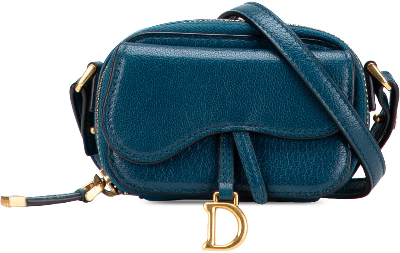 Dior Mini Goatskin Saddle Pouch Blauw