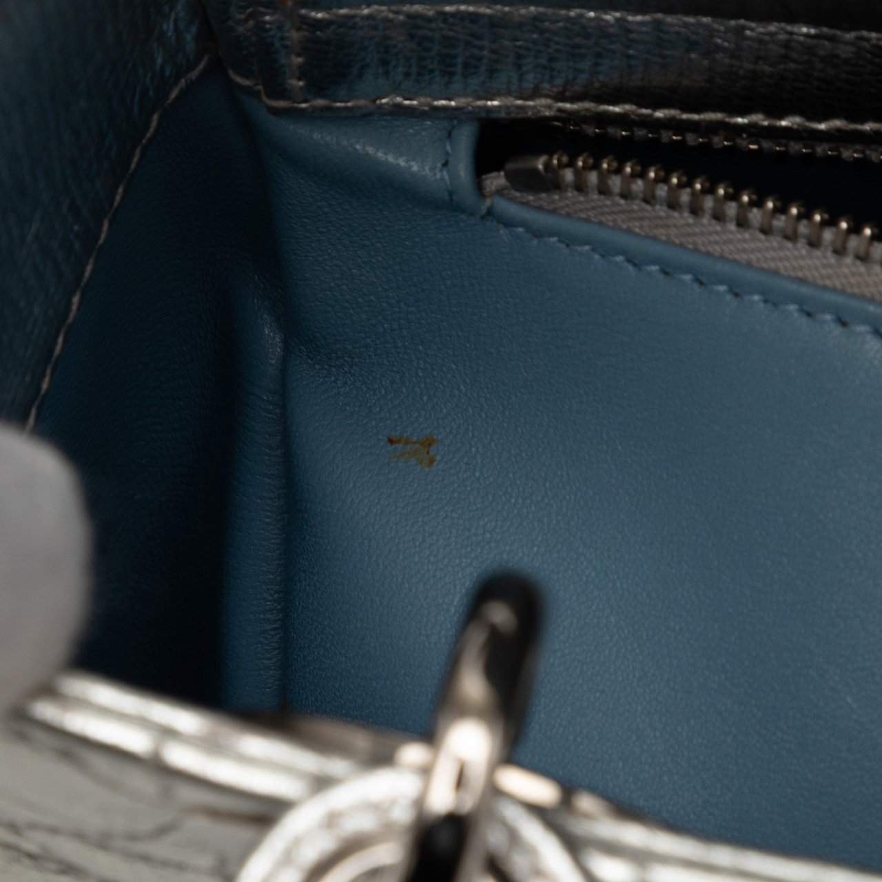 Dior Small Metallic Grained Calfskin Cannage My ABCDior Lady Dior Zilver