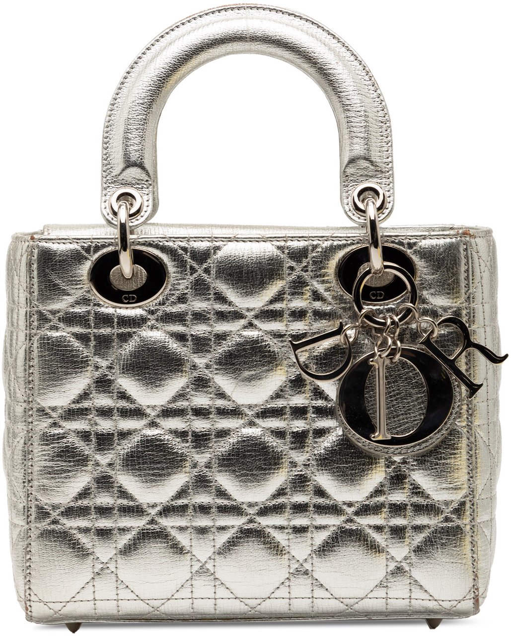 Dior Small Metallic Grained Calfskin Cannage My ABCDior Lady Dior Zilver