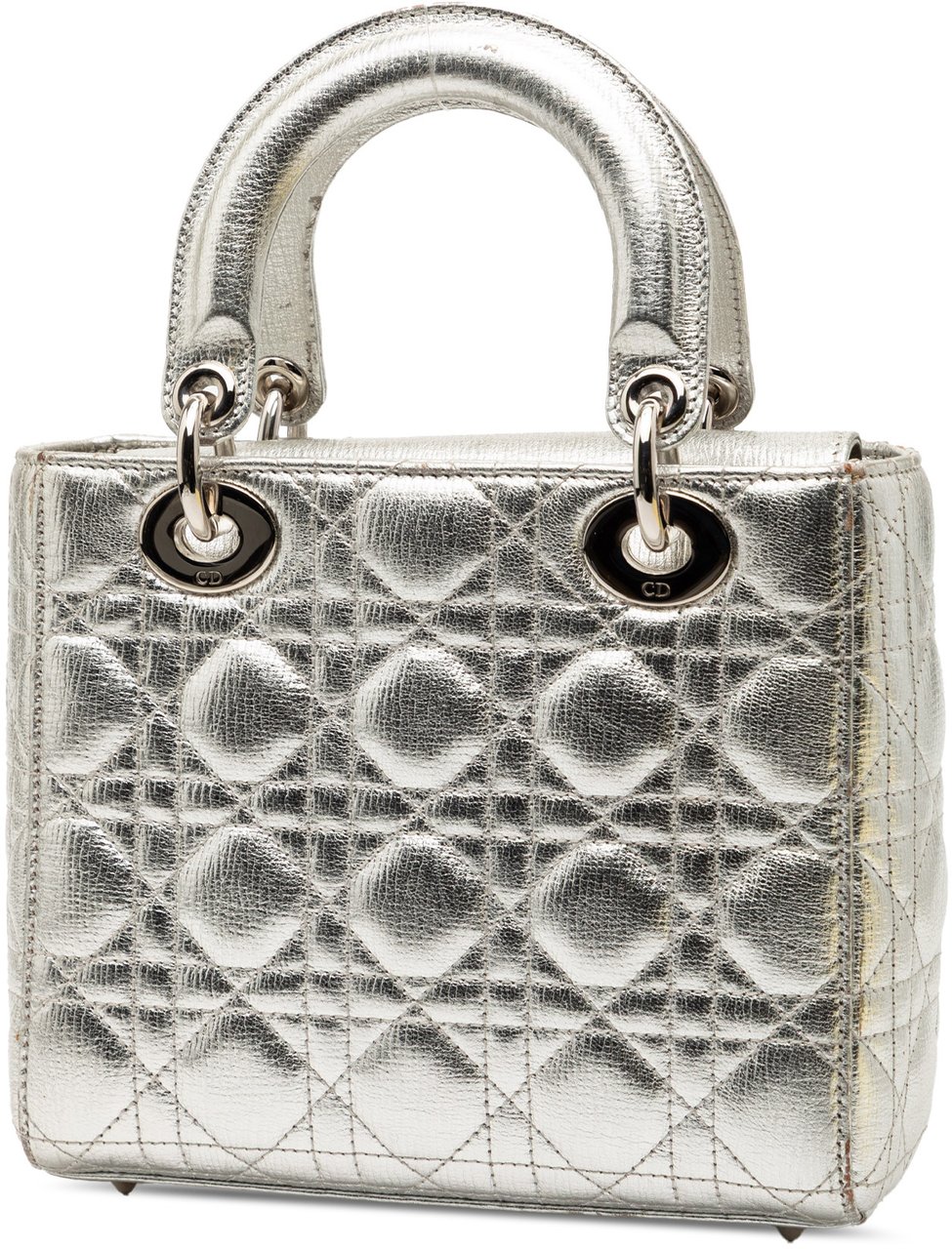 Dior Small Metallic Grained Calfskin Cannage My ABCDior Lady Dior Zilver