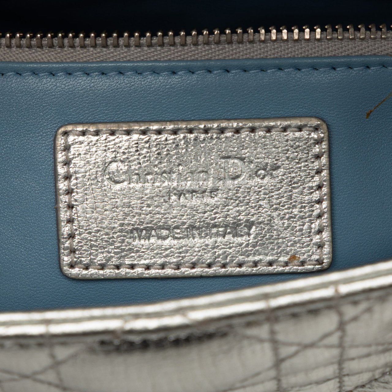 Dior Small Metallic Grained Calfskin Cannage My ABCDior Lady Dior Zilver