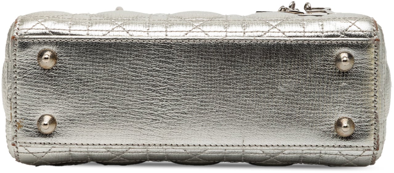 Dior Small Metallic Grained Calfskin Cannage My ABCDior Lady Dior Zilver