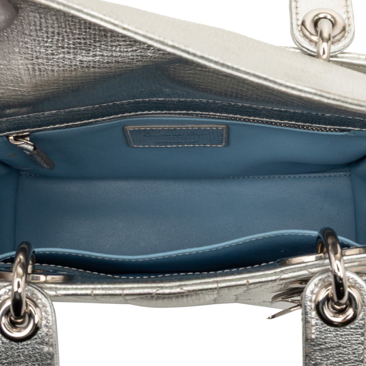 Dior Small Metallic Grained Calfskin Cannage My ABCDior Lady Dior Zilver