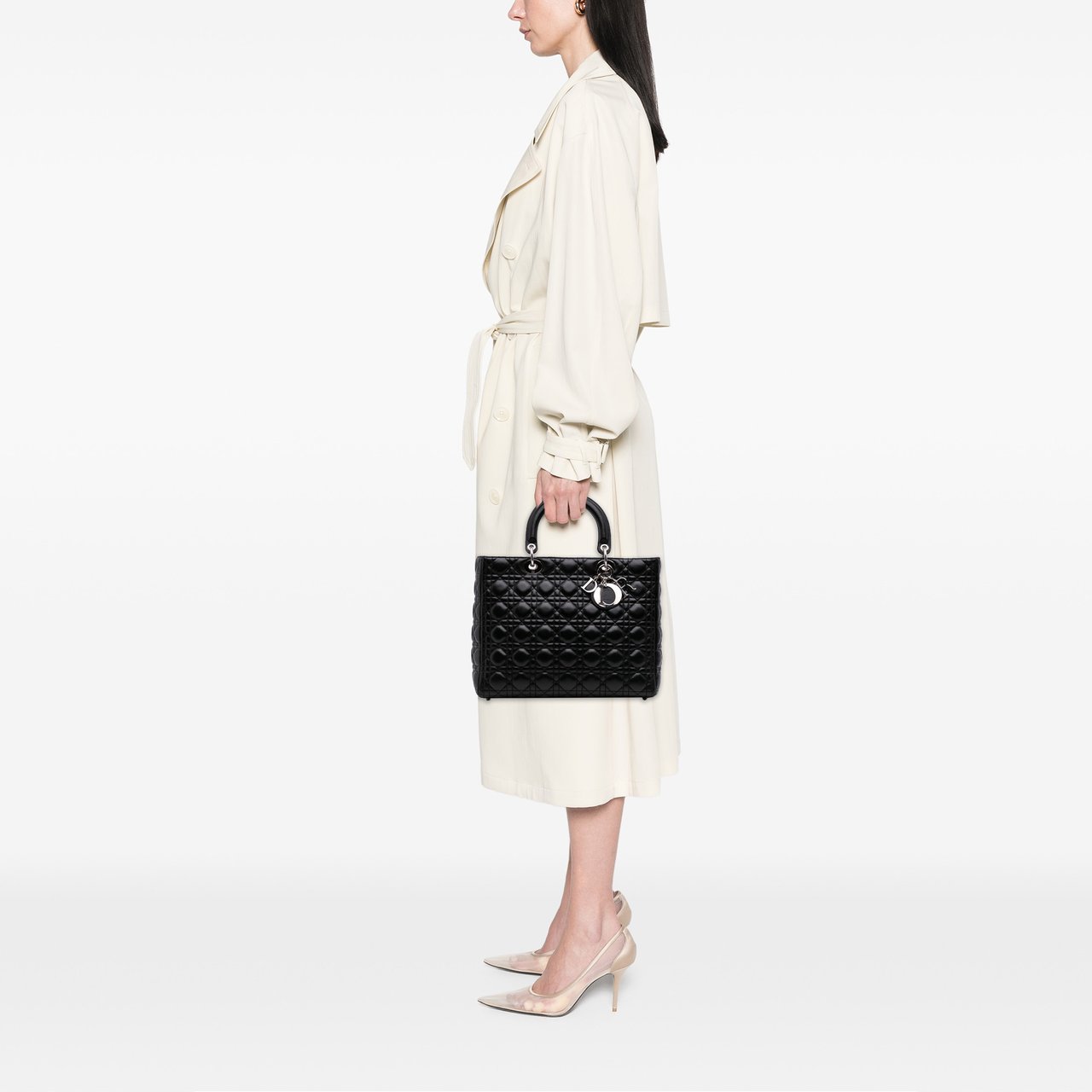 Dior Large Lambskin Cannage Lady Dior Zwart