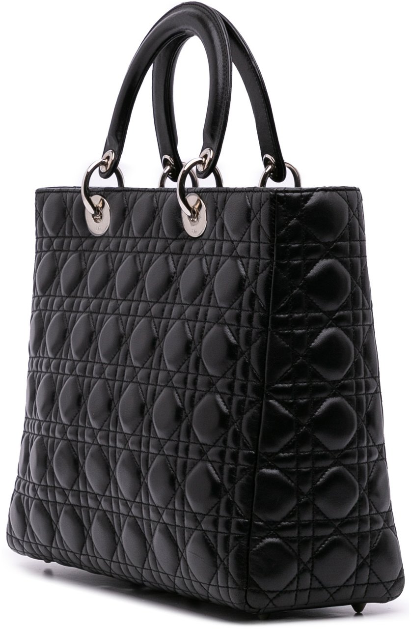 Dior Large Lambskin Cannage Lady Dior Zwart
