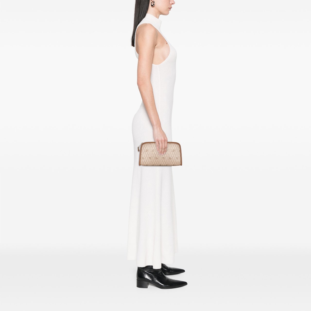 Dior Honeycomb Coated Canvas Clutch Bruin