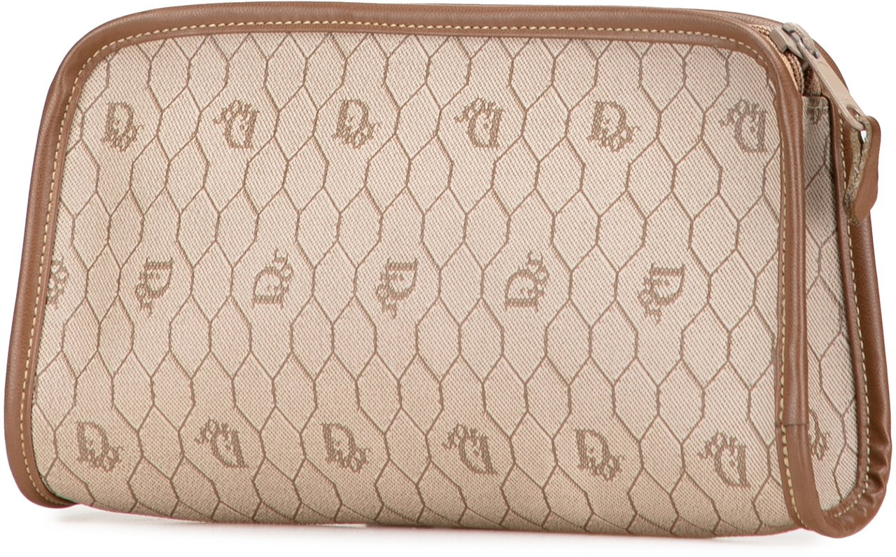Dior Honeycomb Coated Canvas Clutch Bruin