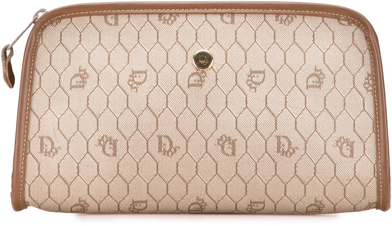 Dior Honeycomb Coated Canvas Clutch Bruin
