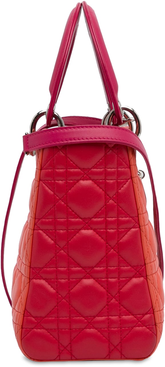 Dior Medium Bicolor Lambskin Cannage Lady Dior Oranje