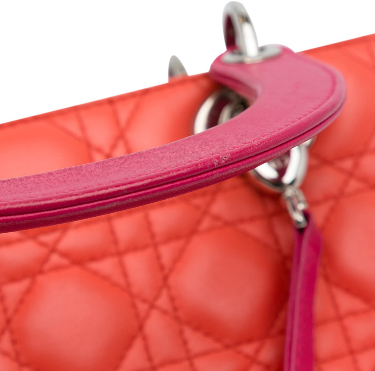 Dior Medium Bicolor Lambskin Cannage Lady Dior Oranje