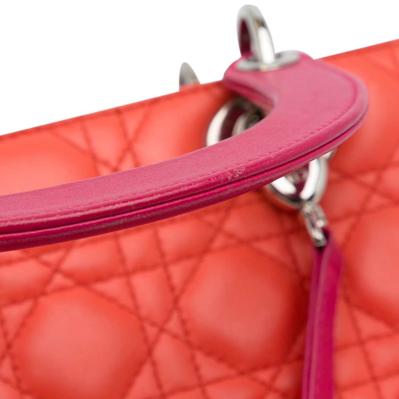 Dior Medium Bicolor Lambskin Cannage Lady Dior Oranje