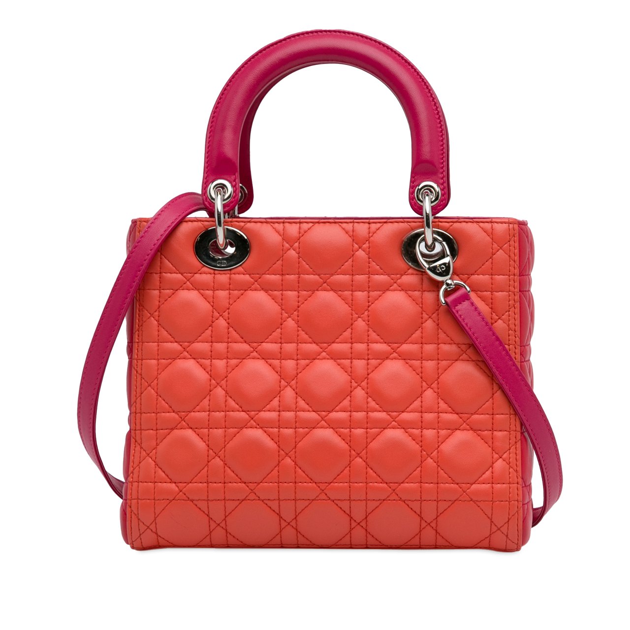Dior Medium Bicolor Lambskin Cannage Lady Dior Oranje