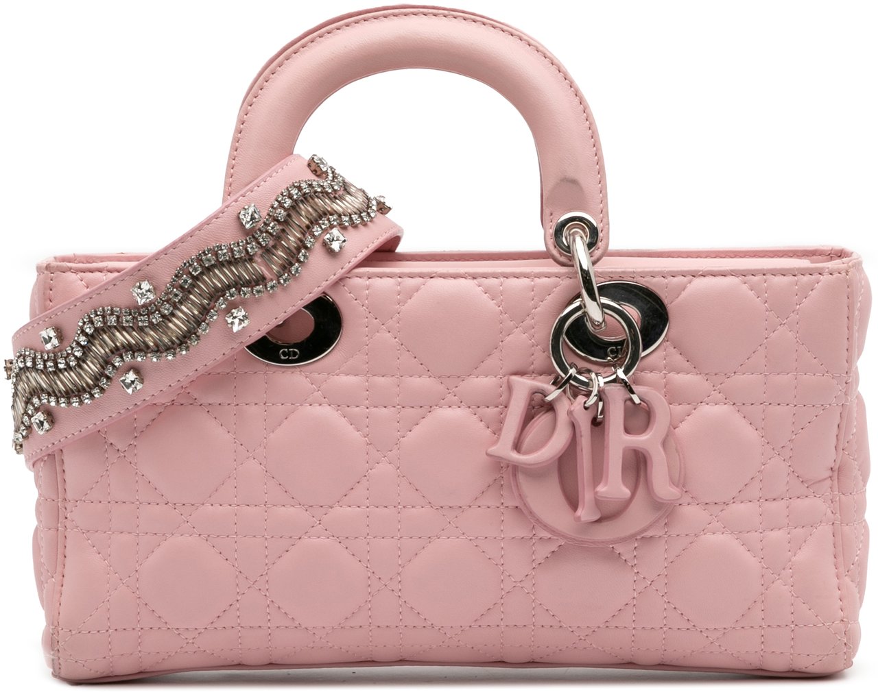 Dior Medium Lambskin Cannage Lady D Joy Roze