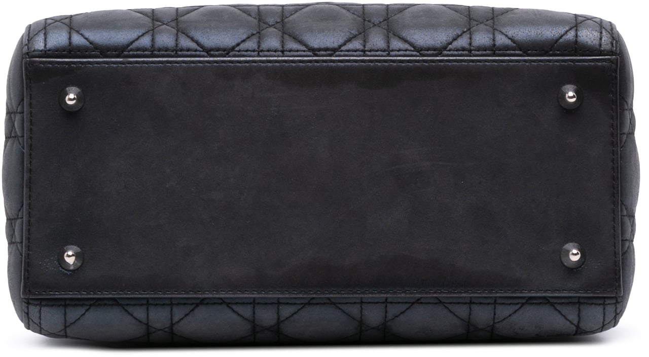 Dior Medium Iridescent Lambskin Cannage Lady Dior Zwart