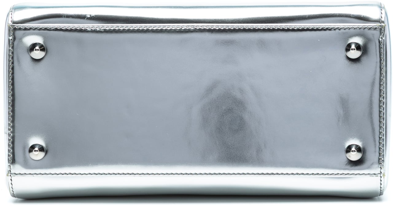 Dior Medium Metallic Patent Lady Dior Zilver