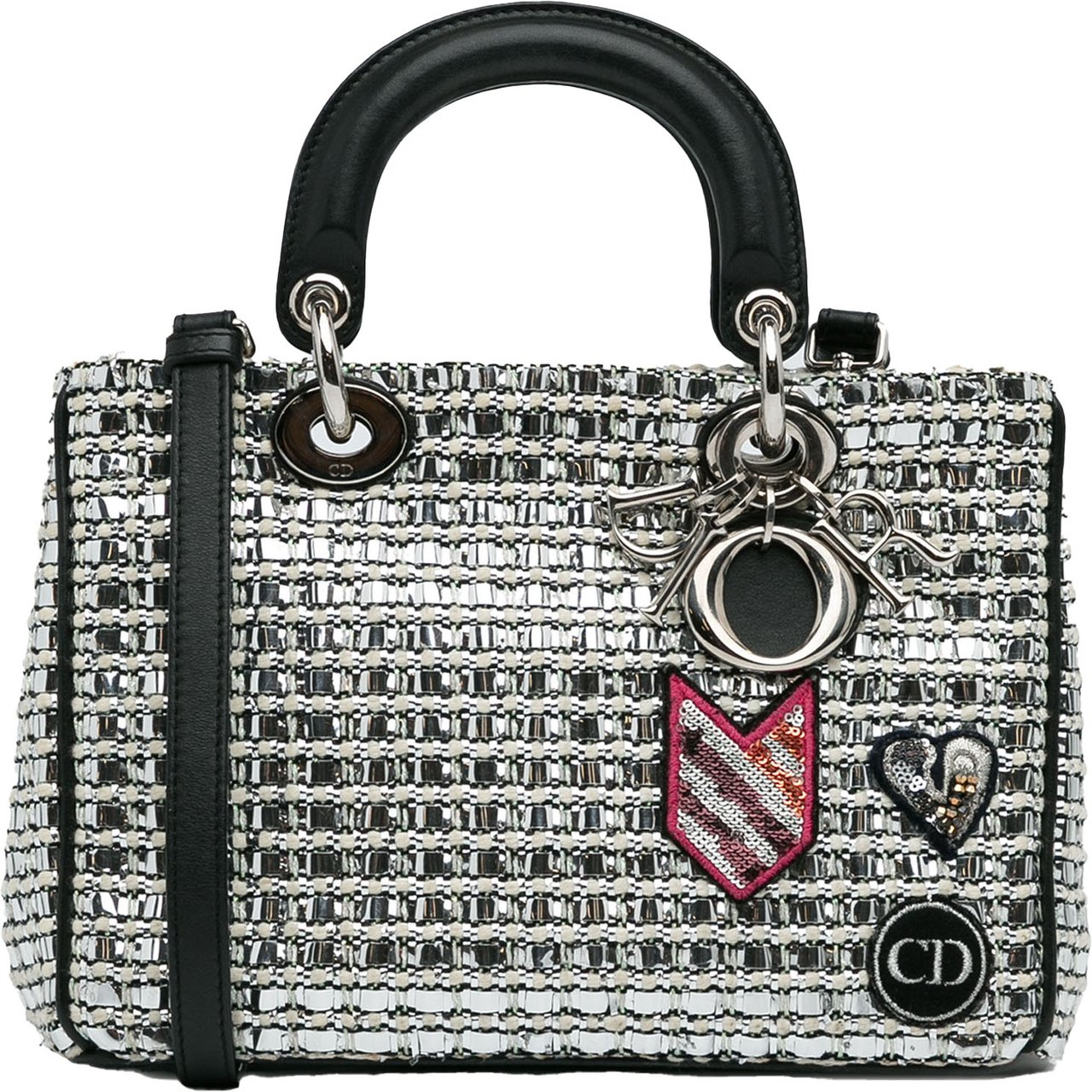 Dior Small Tweed Patch Diorissimo Tote Zilver
