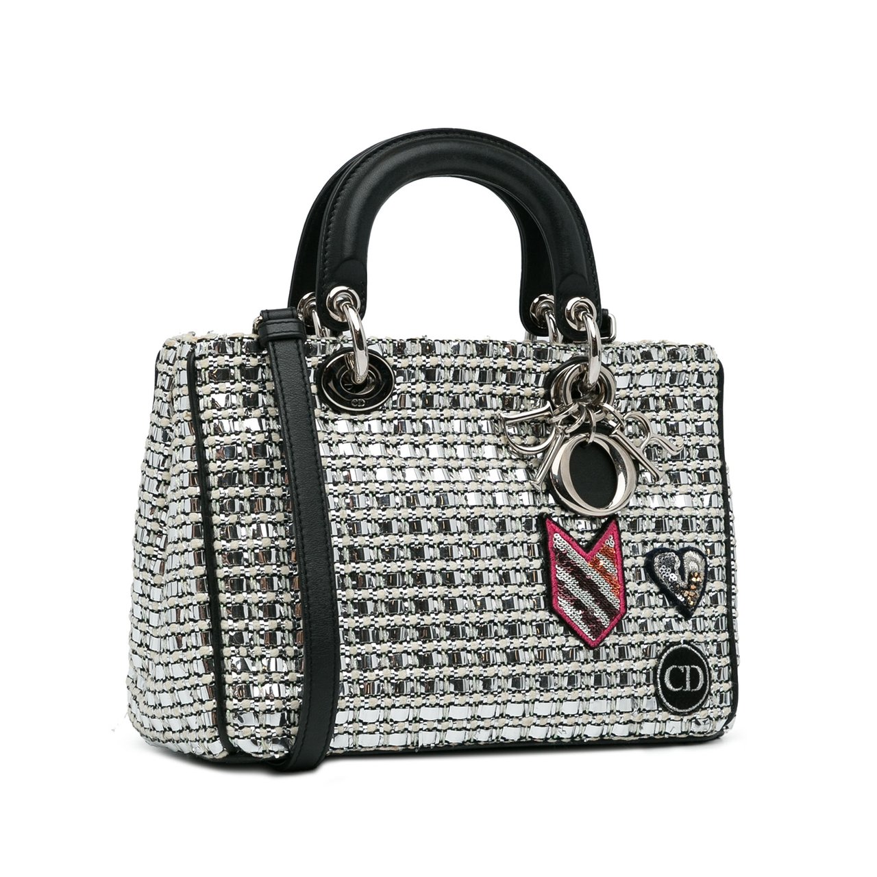 Dior Small Tweed Patch Diorissimo Tote Zilver