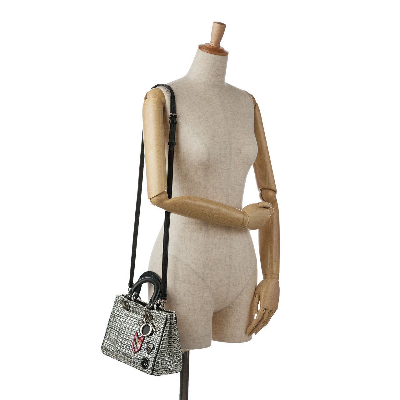 Dior Small Tweed Patch Diorissimo Tote Zilver