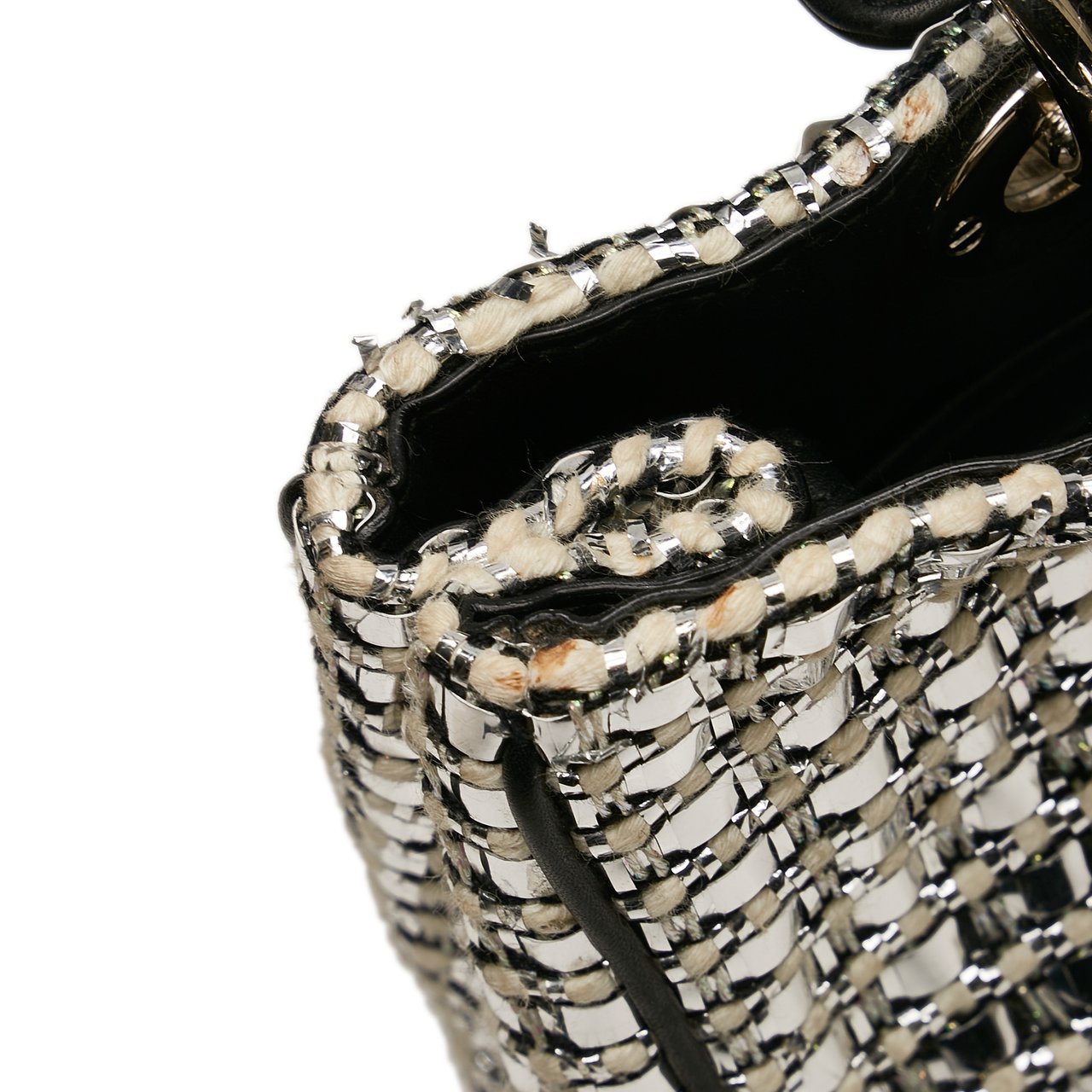 Dior Small Tweed Patch Diorissimo Tote Zilver
