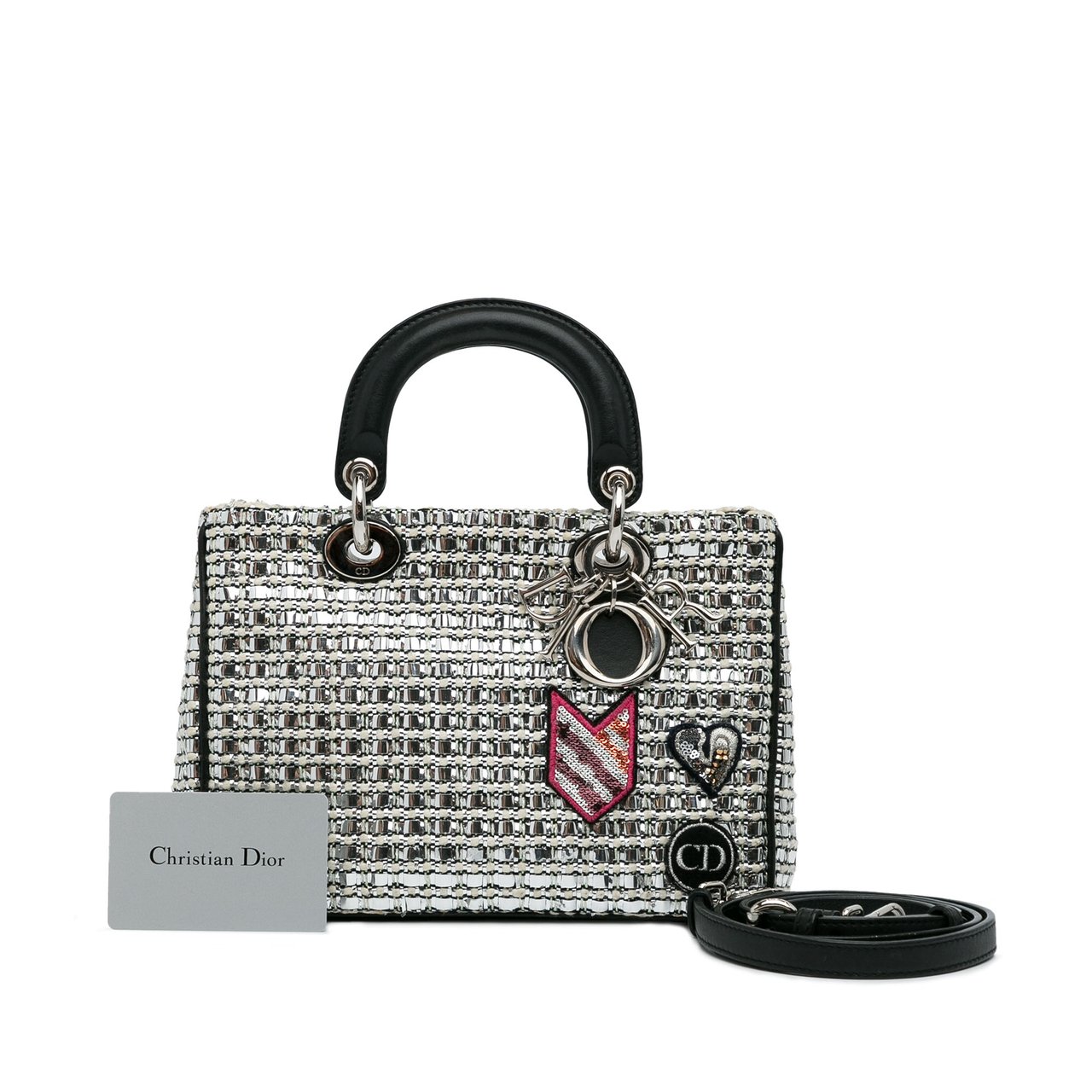 Dior Small Tweed Patch Diorissimo Tote Zilver