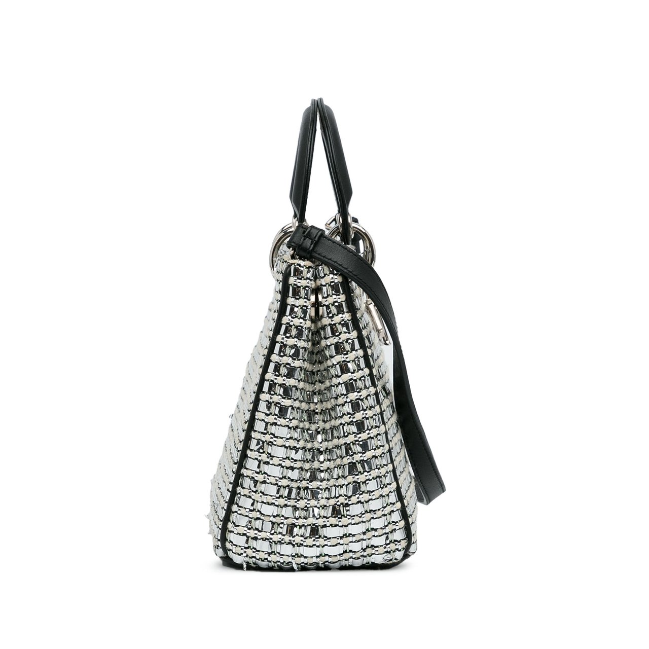Dior Small Tweed Patch Diorissimo Tote Zilver