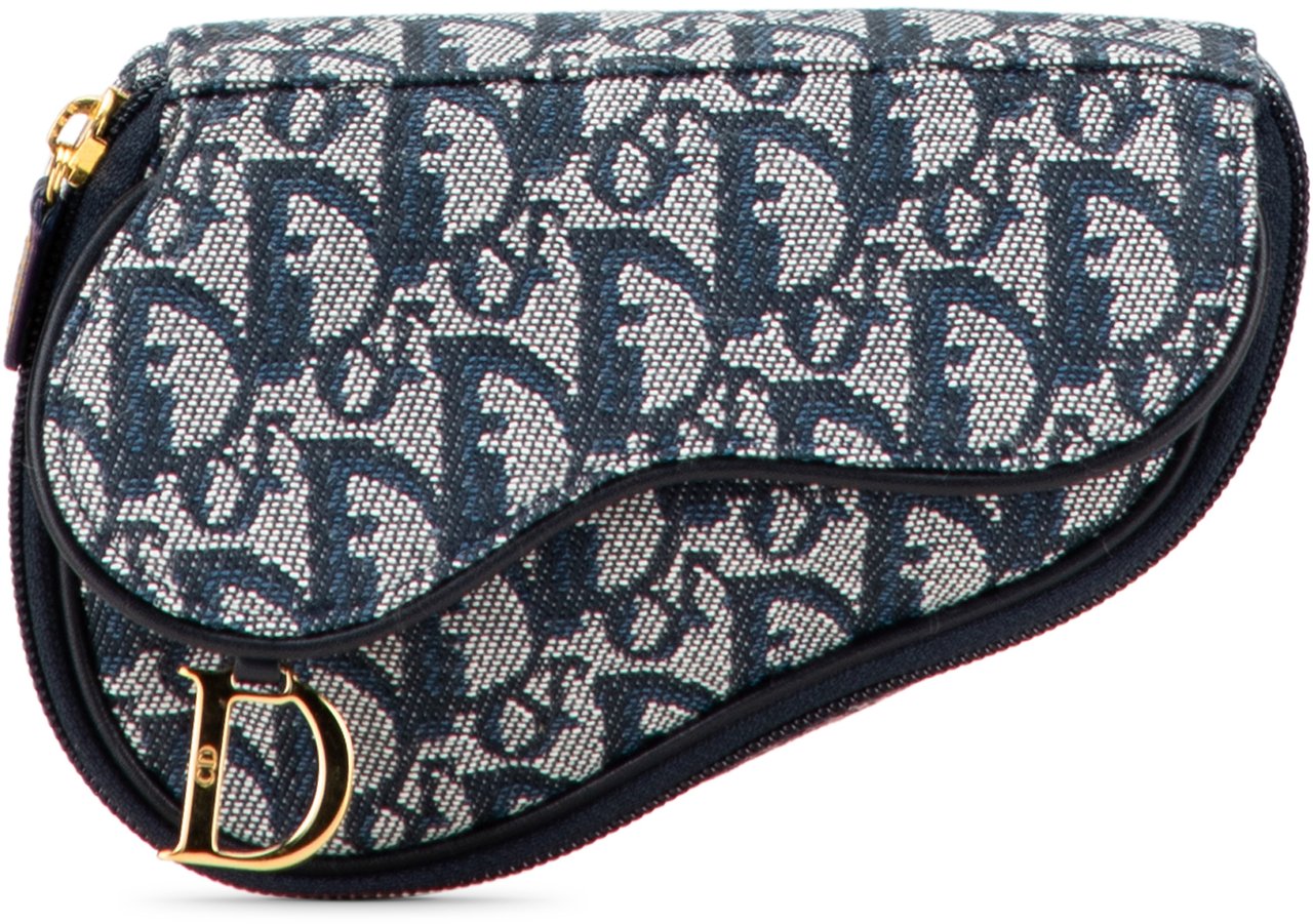 Dior Diorissimo Canvas Saddle Pouch Blauw