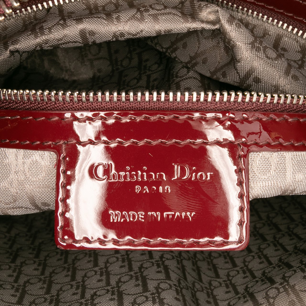 Dior Large Patent Cannage Lady Dior Rood