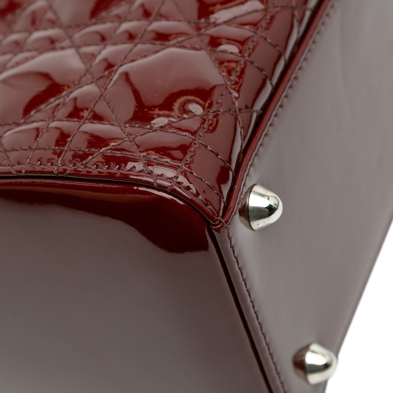 Dior Large Patent Cannage Lady Dior Rood