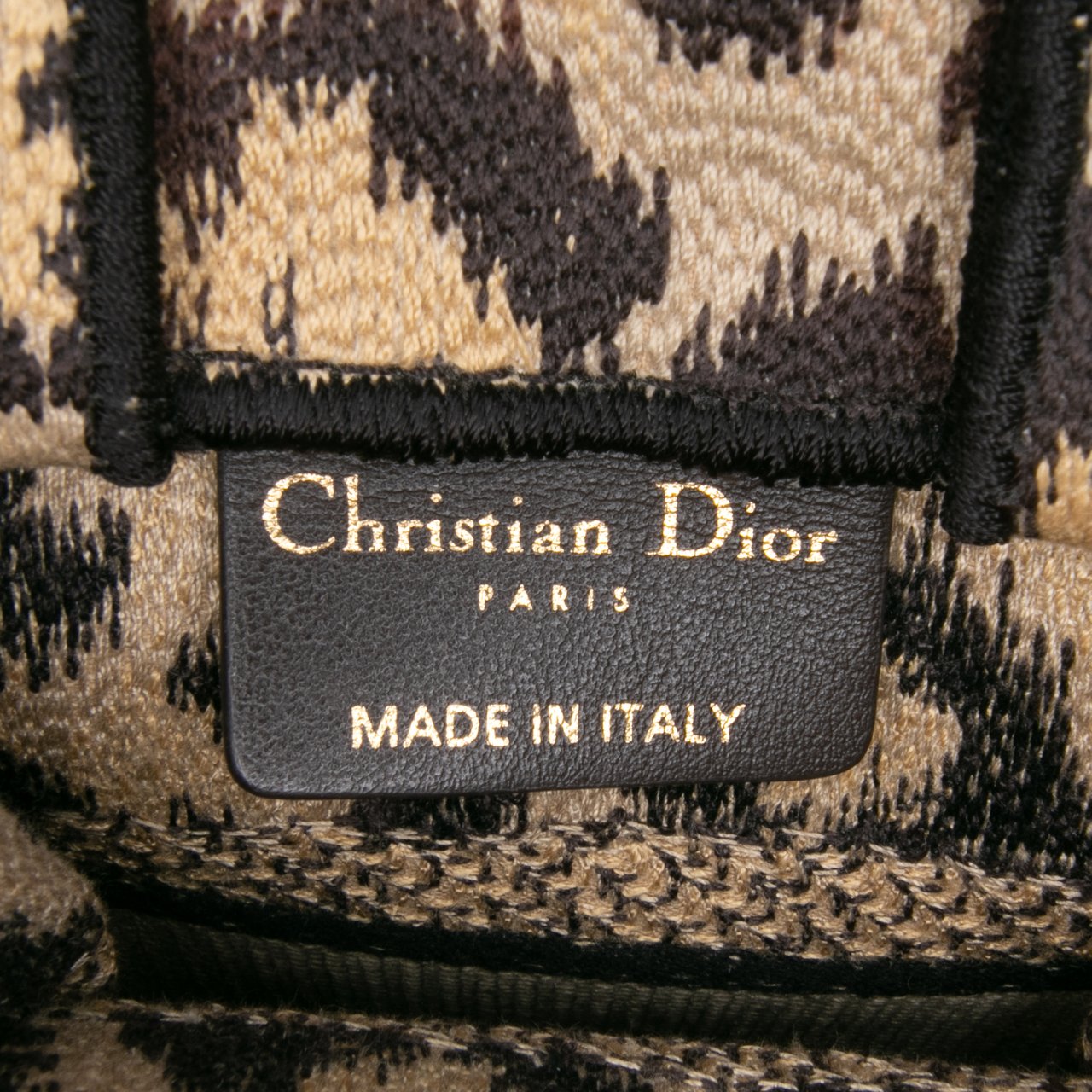 Dior Mizza Mini Embroidered Canvas Leopard Vertical Book Tote Bruin