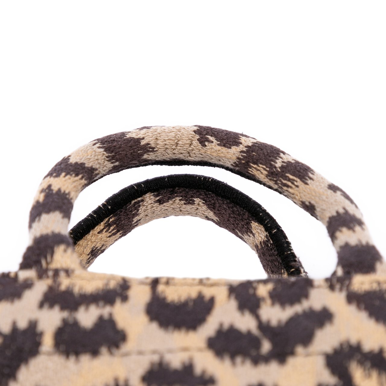 Dior Mizza Mini Embroidered Canvas Leopard Vertical Book Tote Bruin