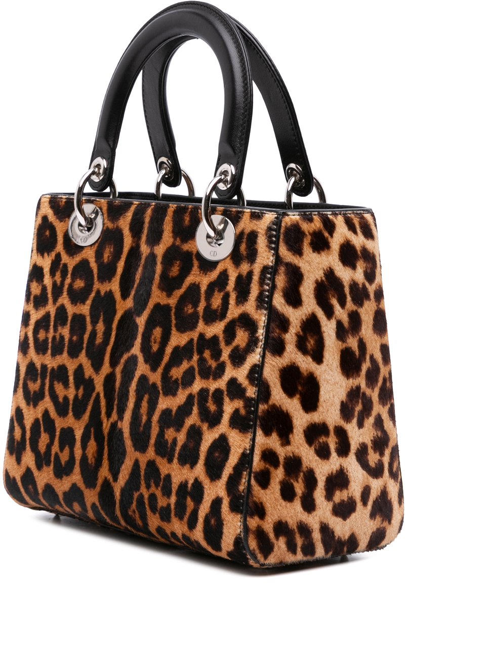 Dior Medium Pony Hair Leopard Print Lady Dior Bruin